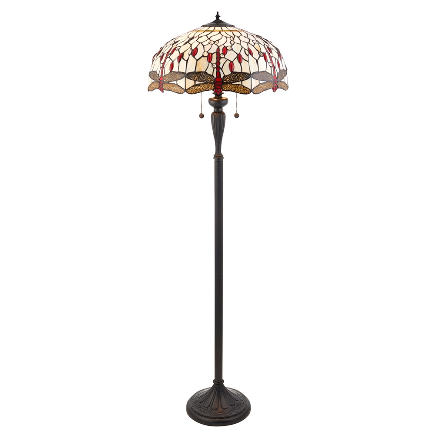 Endon 70940 - Tiffany-vloerlamp DRAGONFLY 2xE27/60W/230V Ø 50 cm