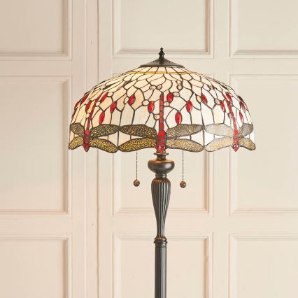 Endon 70940 - Tiffany-vloerlamp DRAGONFLY 2xE27/60W/230V Ø 50 cm