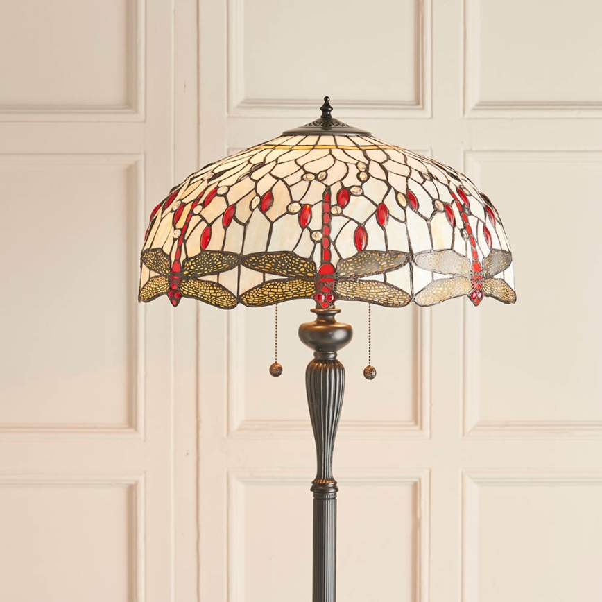 Endon 70940 - Tiffany-vloerlamp DRAGONFLY 2xE27/60W/230V Ø 50 cm