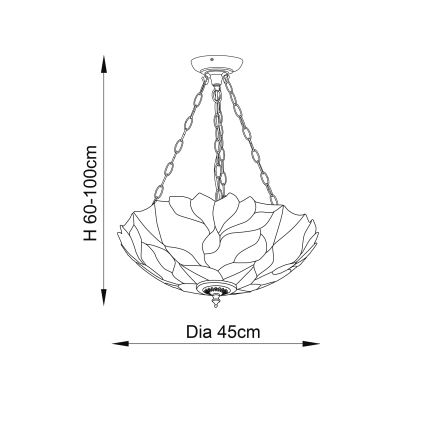 Endon 70946 - Hanglamp aan een ketting BOTANICA 3xE27/60W/230V diameter 45 cm