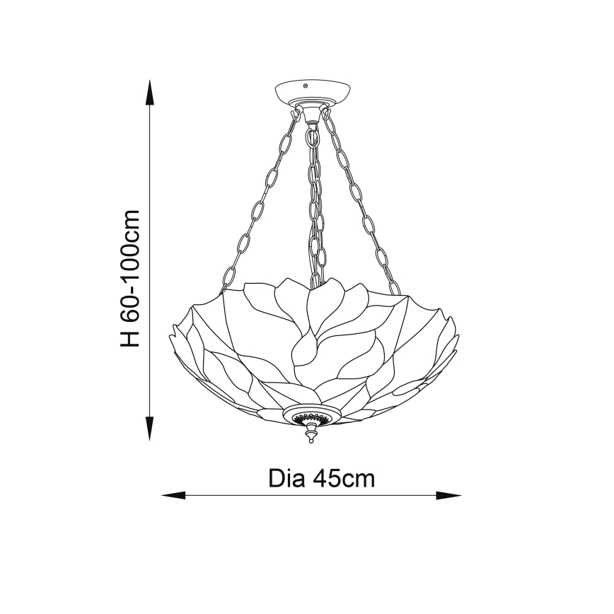 Endon 70946 - Tiffany BOTANICA kroonluchter aan ketting, 3x E27 (max. 60 W), 230 V, Ø45 cm