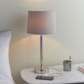 Endon 72175 - Tafellamp met USB-poort SYON 1xE14/40W/230V glanzend chroom/beige