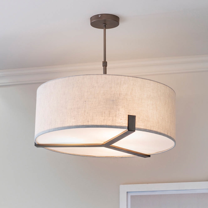 Endon 72635 - Hanglamp met vaste pendel HAYFIELD 3xE27/40W/230V mat chroom/grijs