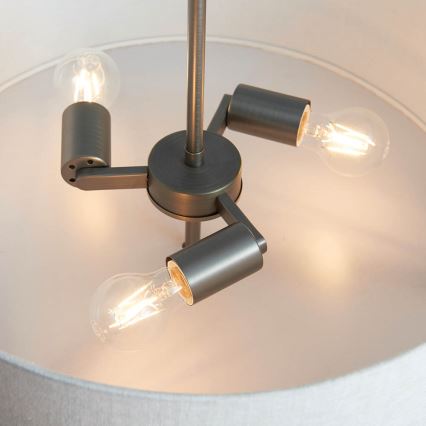 Endon 72635 - Hanglamp met vaste pendel HAYFIELD 3xE27/40W/230V mat chroom/grijs
