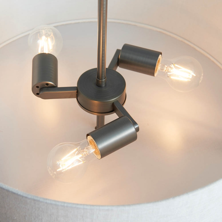 Endon 72635 - Hanglamp met vaste pendel HAYFIELD 3xE27/40W/230V mat chroom/grijs