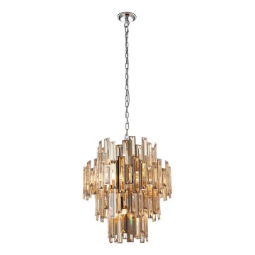 Endon 72744 - Kristallen hanglamp aan een ketting VIVIANA 12xE14/40W/230V glanzend chroom/gerookt