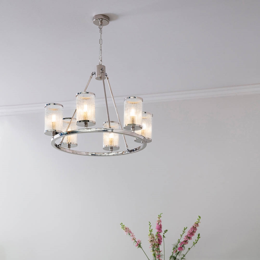 Endon 74128 - Hanglamp aan een ketting EASTON 6xE14/6W/230V glanzend chroom