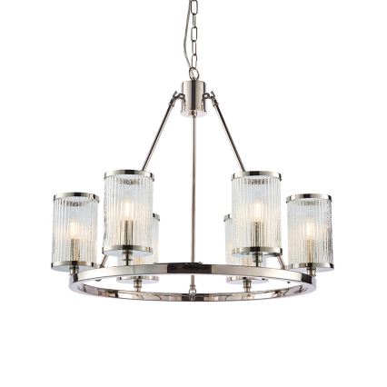 Endon 74128 - Hanglamp aan een ketting EASTON 6xE14/6W/230V glanzend chroom