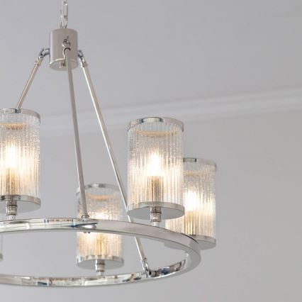 Endon 74128 - Hanglamp aan een ketting EASTON 6xE14/6W/230V glanzend chroom