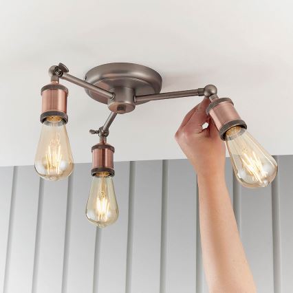 Endon 76124 - HAL spotlamp 3xE27/10W/230V mat chroom/koper