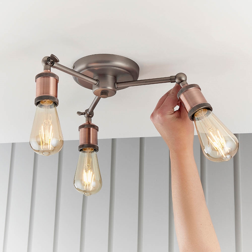 Endon 76124 - HAL spotlamp 3xE27/10W/230V mat chroom/koper