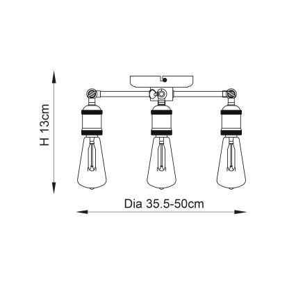 Endon 76124 - HAL spotlamp 3xE27/10W/230V mat chroom/koper