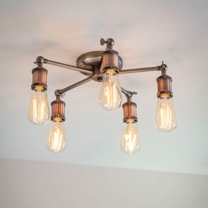 Endon 76336 - Spot HAL 5xE27/10W/230V brons/koper