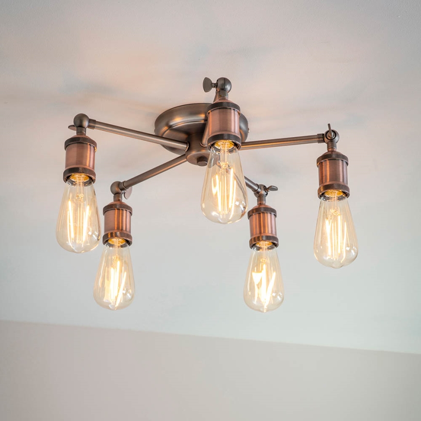 Endon 76336 - Spot HAL 5xE27/10W/230V brons/koper