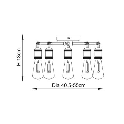 Endon 76336 - Spot HAL 5xE27/10W/230V brons/koper