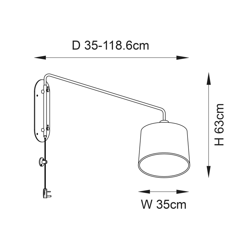 Endon 79380 - Wandlamp CARLSON 1xE27/40W/230V grijs/zwart