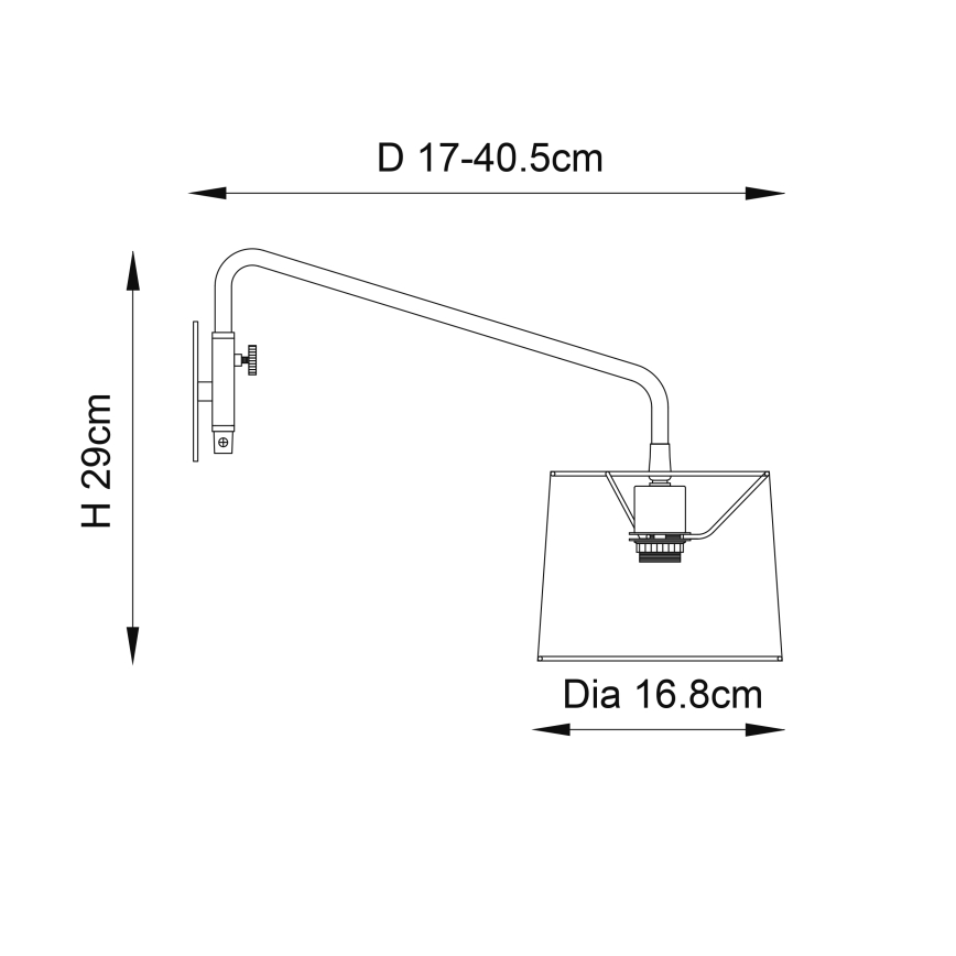 Endon 79500 - Wandlamp CARLSON 1xE14/40W/230V grijs/zwart