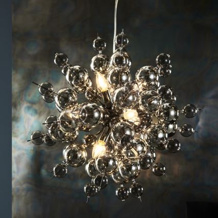 Endon 81583 - Hanglamp aan kabel JOULES 9xE14/7W/230V glanzend chroom/rookglas