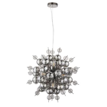 Endon 81583 - Hanglamp aan kabel JOULES 9xE14/7W/230V glanzend chroom/rookglas