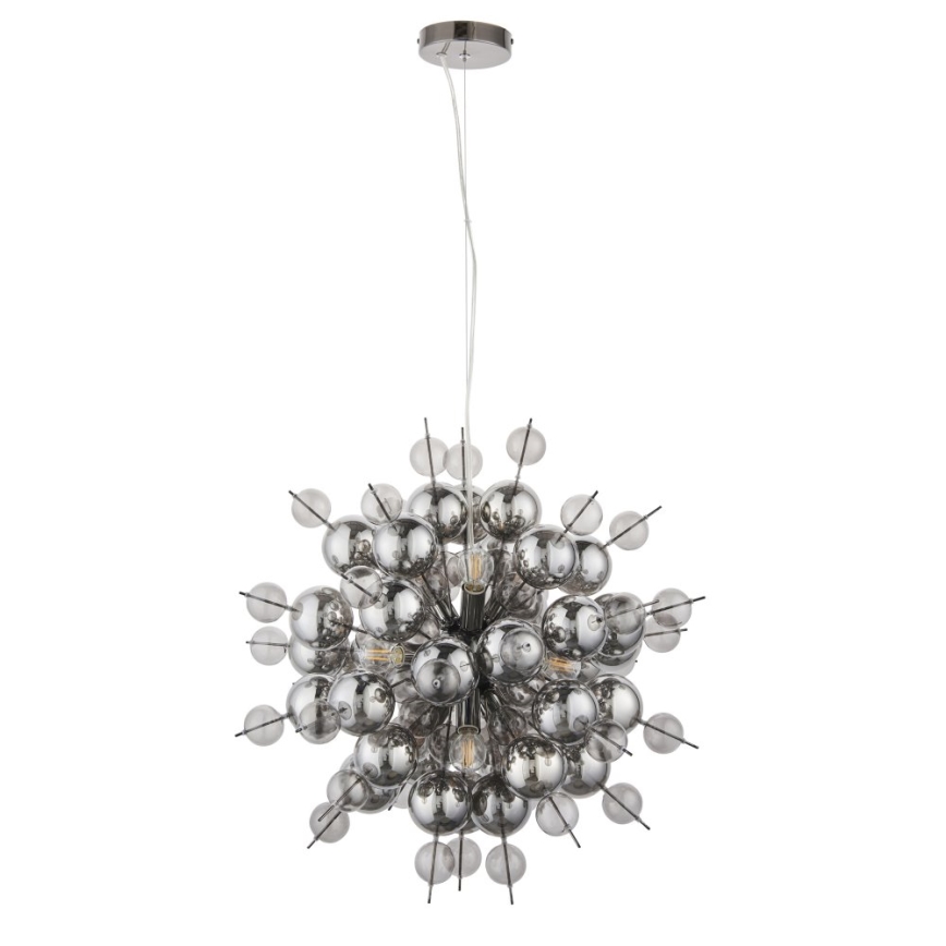 Endon 81583 - Hanglamp aan kabel JOULES 9xE14/7W/230V glanzend chroom/rookglas