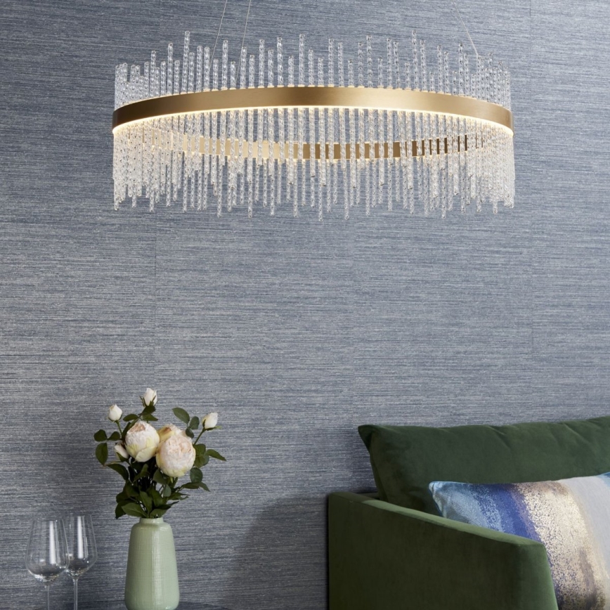 Endon 81908 - Dimbare LED hanglamp aan een koord ADRIEL LED/58W/230V 3000K diameter 70 cm goud/doorzichtig