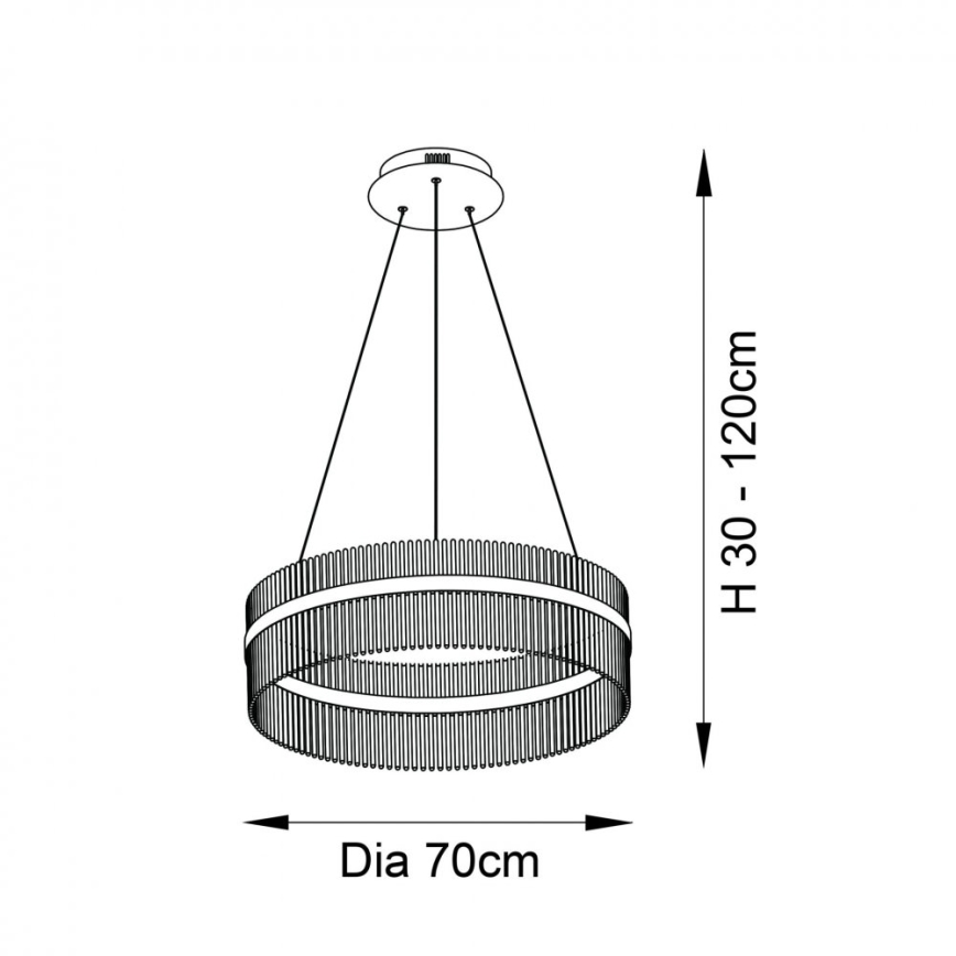 Endon 81908 - Dimbare LED hanglamp aan een koord ADRIEL LED/58W/230V 3000K diameter 70 cm goud/doorzichtig