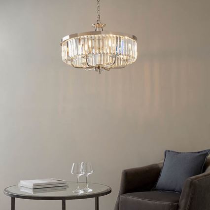 Endon 90263 - Kroonluchter aan ketting CHESTERFIELD 6xE14/6W/230V Ø 55 cm glanzend chroom