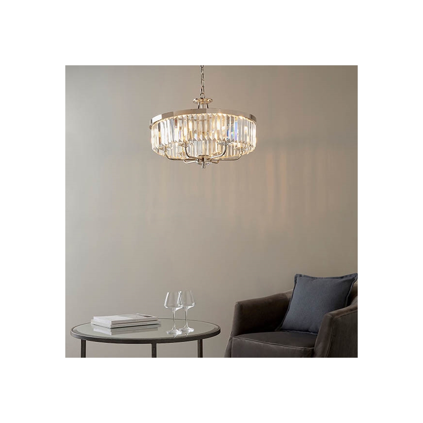 Endon 90263 - Kroonluchter aan ketting CHESTERFIELD 6xE14/6W/230V Ø 55 cm glanzend chroom