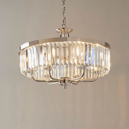 Endon 90263 - Kroonluchter aan ketting CHESTERFIELD 6xE14/6W/230V Ø 55 cm glanzend chroom