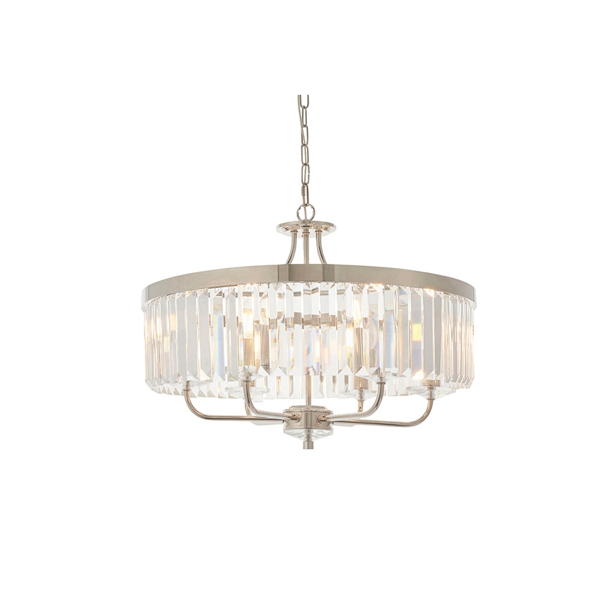 Endon 90263 - Kroonluchter aan ketting CHESTERFIELD 6xE14/6W/230V Ø 55 cm glanzend chroom