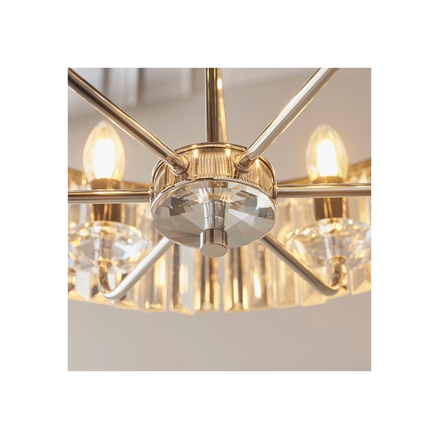 Endon 90263 - Kroonluchter aan ketting CHESTERFIELD 6xE14/6W/230V Ø 55 cm glanzend chroom