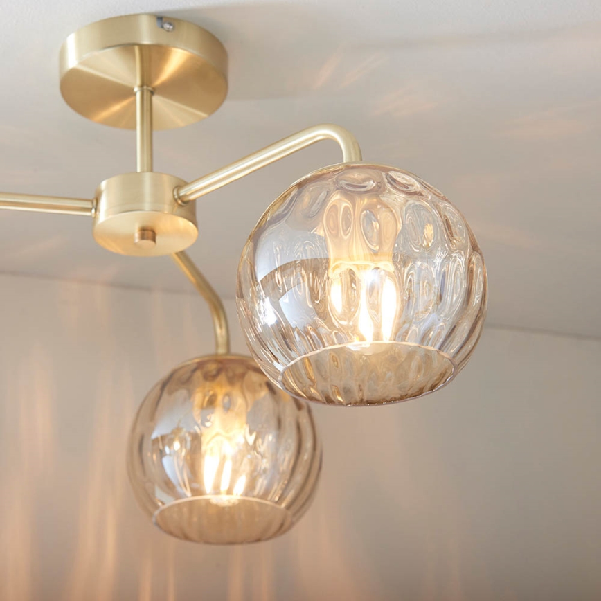 Endon 91968 - Plafonnière DIMPLE 3xE14/25W/230V goud/rookbeige