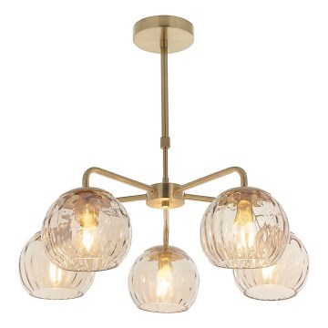 Endon 91969 - Kroonluchter met stang DIMPLE 5xE14/7W/230V goud