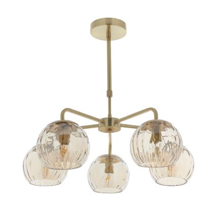 Endon 91969 - Kroonluchter met stang DIMPLE 5xE14/7W/230V goud