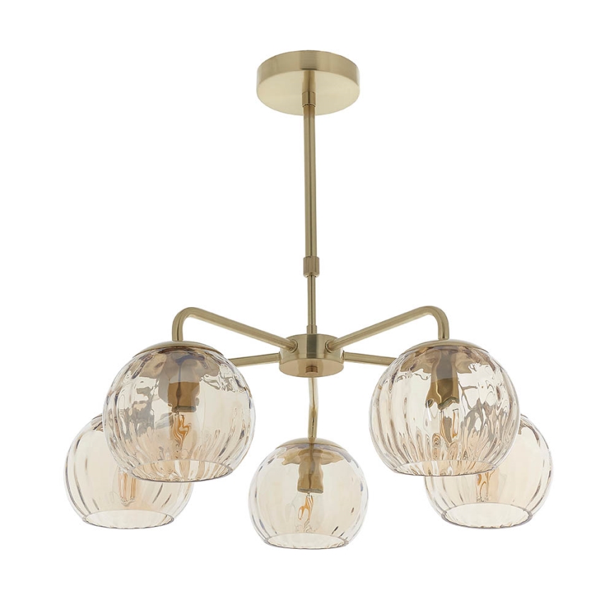 Endon 91969 - Kroonluchter met stang DIMPLE 5xE14/7W/230V goud