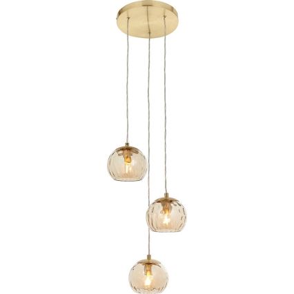 Endon 91971 - Hanglamp aan kabel DIMPLE 3xE14/25W/230V goud/rookachtig beige