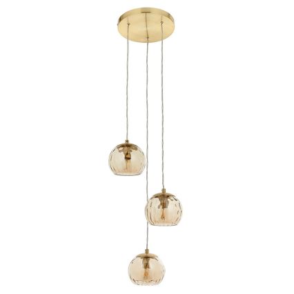 Endon 91971 - Hanglamp aan kabel DIMPLE 3xE14/25W/230V goud/rookachtig beige