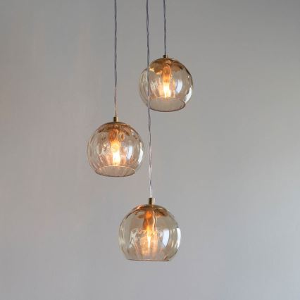 Endon 91971 - Hanglamp aan kabel DIMPLE 3xE14/25W/230V goud/rookachtig beige