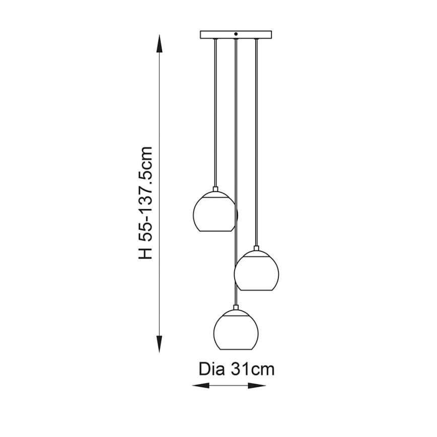 Endon 91971 - Hanglamp aan kabel DIMPLE 3xE14/25W/230V goud/rookachtig beige