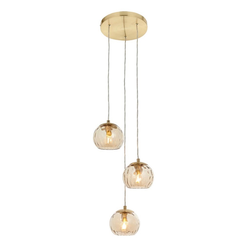 Endon 91971 - Hanglamp met kabel DIMPLE 3xE14/7W/230V goud/rookbeige
