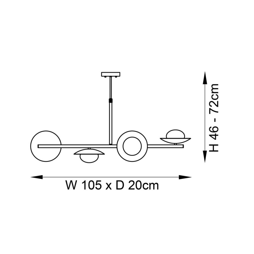 Endon 92036 - Hanglamp met kabel RUFFLE 4xG9/3W/230V messing/zwart