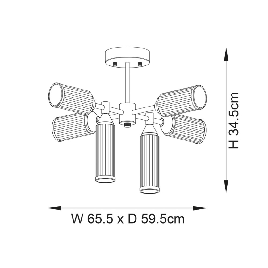 Endon 92213 - Hanglamp met stang TOUR 6xG9/3W/230V messing