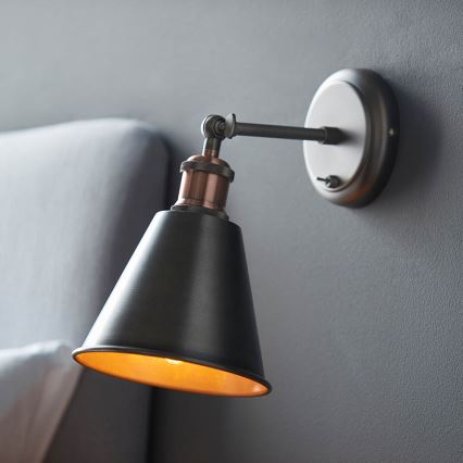 Endon 92866 - Wandspot HAL 1xE27/10W/230V mat chroom/koper
