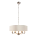 Endon 94357 - Kroonluchter aan ketting HIGHCLERE 6xE14/40W/230V Ø 55 cm beige/mat chroom