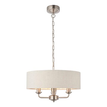 Endon 94361 - Hanglamp aan een ketting HIGHCLERE 3xE14/40W/230V beige/mat chroom