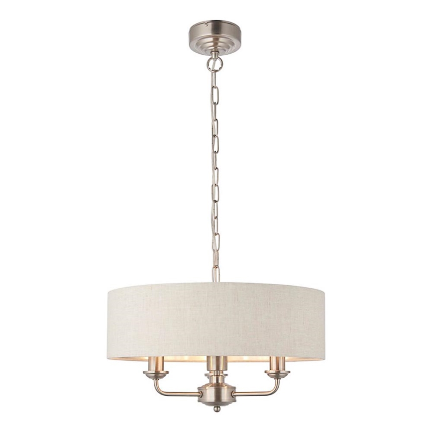 Endon 94361 - Hanglamp aan een ketting HIGHCLERE 3xE14/40W/230V beige/mat chroom