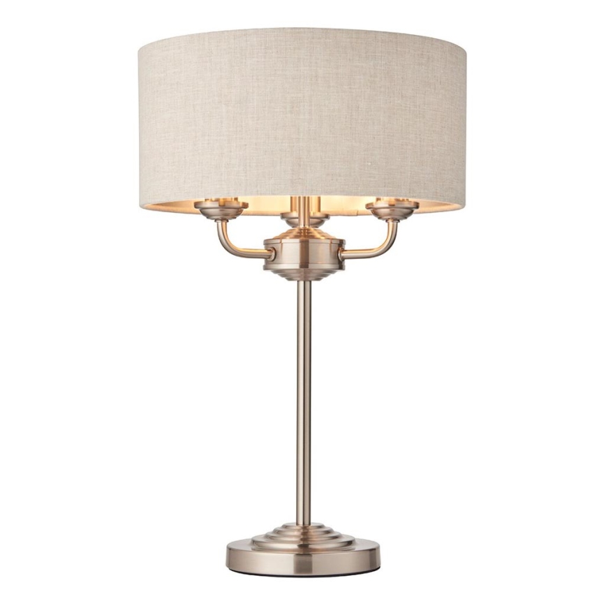 Endon 94369 - Tafellamp HIGHCLERE 3xE14/18W/230V beige/mat chroom diameter 32 cm