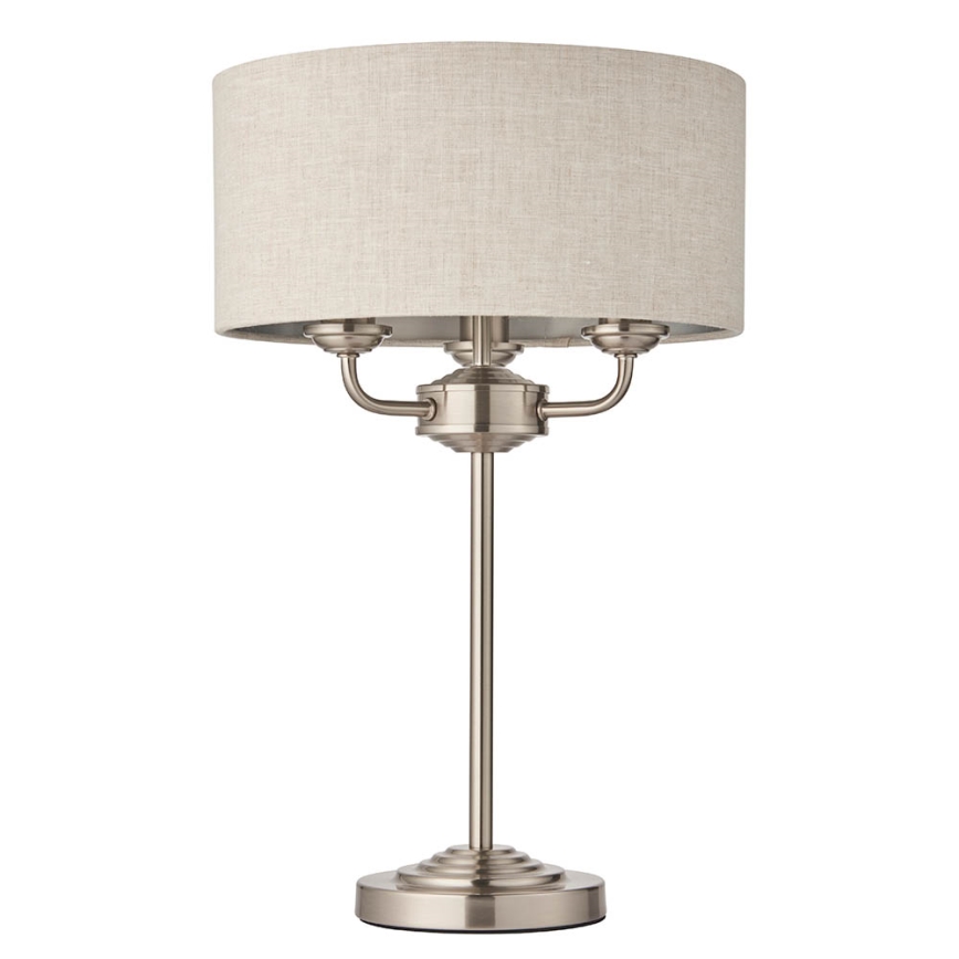 Endon 94369 - Tafellamp HIGHCLERE 3xE14/18W/230V beige/mat chroom