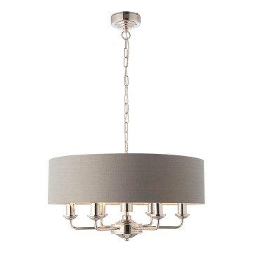 Endon 94373 - Hanglamp aan een ketting HIGHCLERE 6xE14/40W/230V grijs/glanzend chroom diameter 35 cm