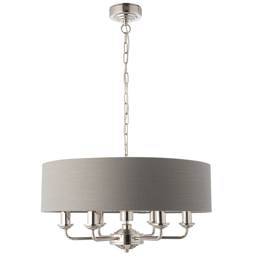 Endon 94373 - Hanglamp aan een ketting HIGHCLERE 6xE14/40W/230V grijs/glanzend chroom